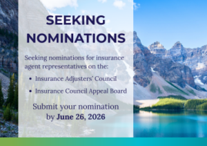 Seeking nominations for insurance adjusters to the IAC and the ICAB.