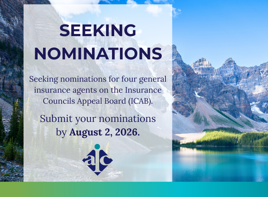 Seeking nominations for the Insurance Councils Appeal Board by August 2, 2026.